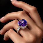 Romantic Purple Ring - Diamond Look (DIAMOND REPLICA) Ring | Stainless Steel Anti Tarnish Adjustable Ring