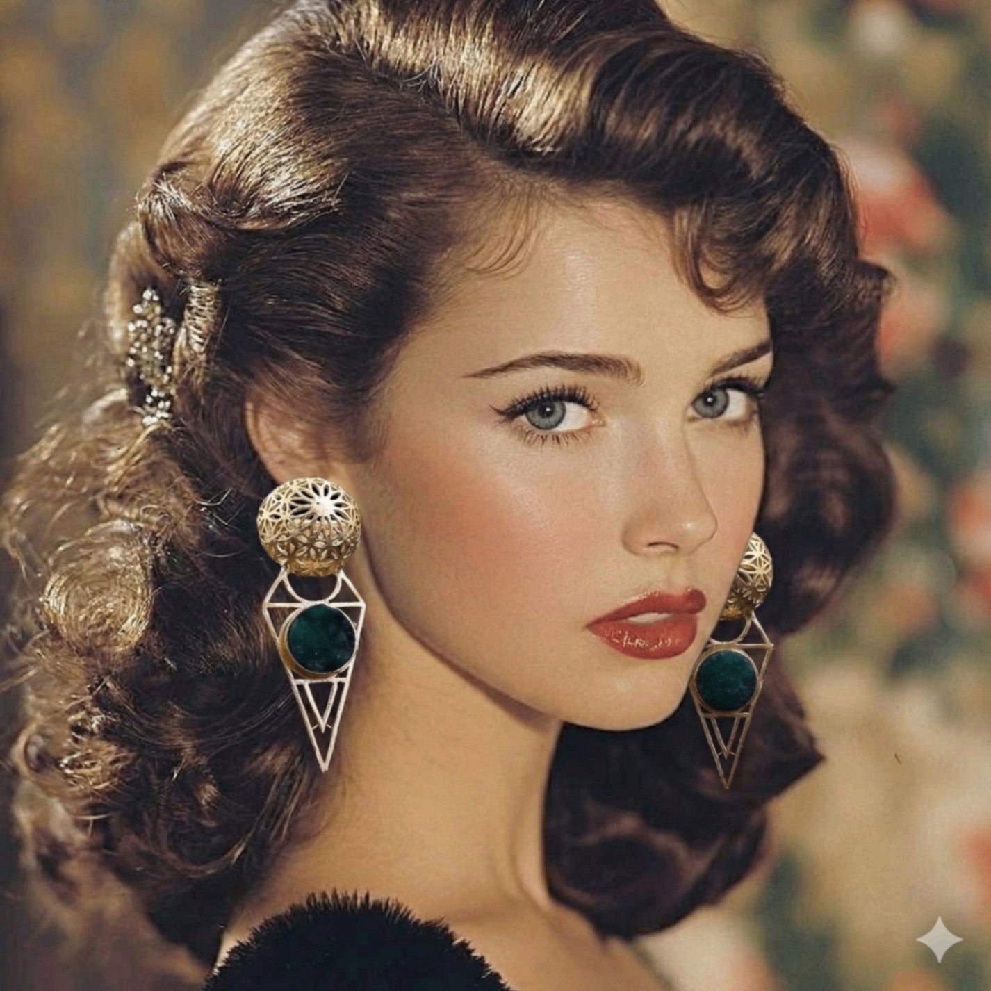 18 Kt Gold Plated green druzy earring Semi Precious stone