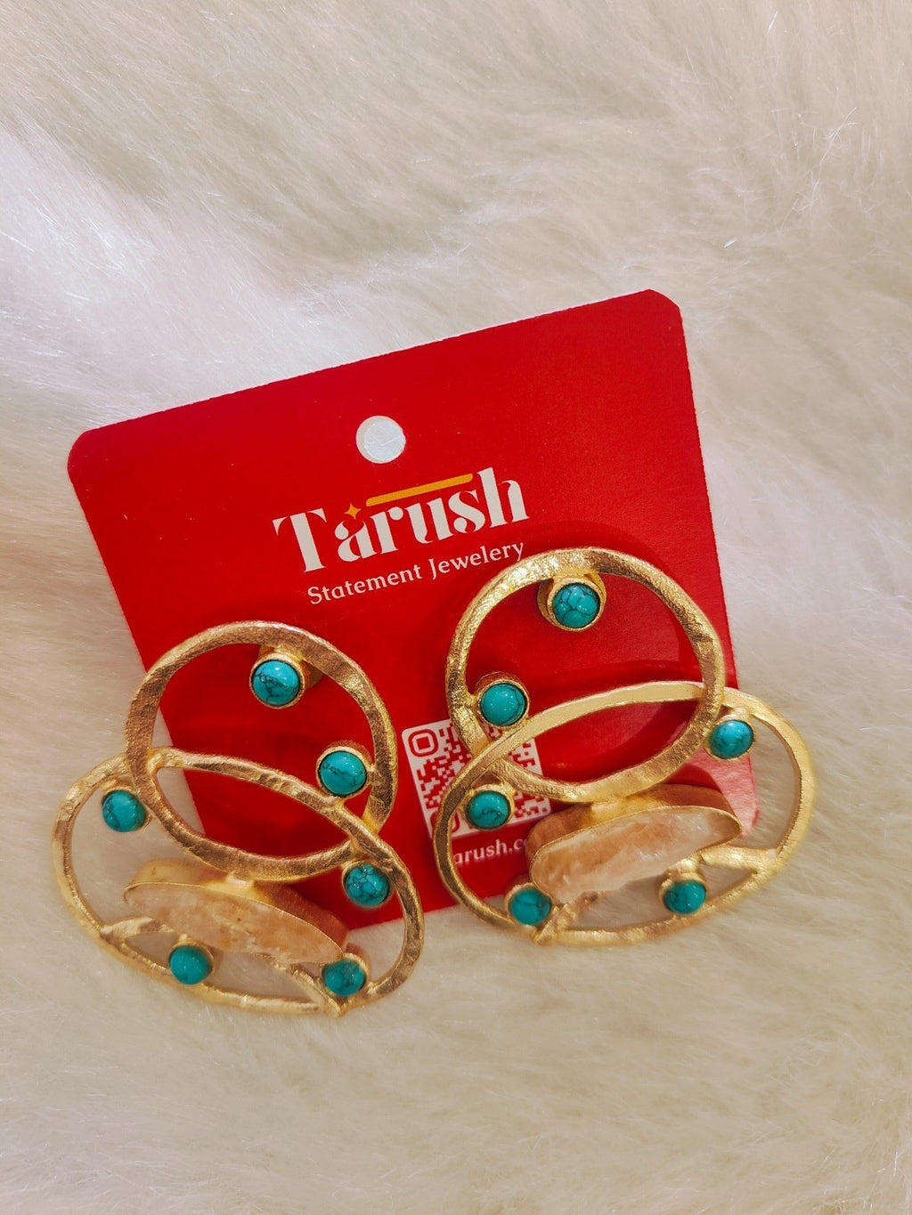 18 Kt Gold Plated druzy stone,Turquoise stone earring Semi Precious stone
