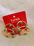 18 Kt Gold Plated druzy stone,Turquoise stone earring Semi Precious stone