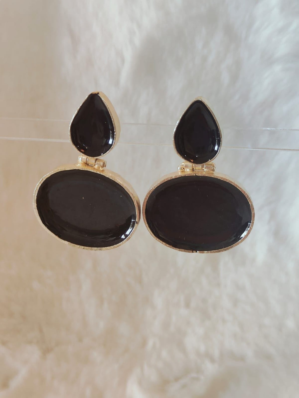 18 kt Gold Plated - Black Small Earring - Perfect For Office Wear