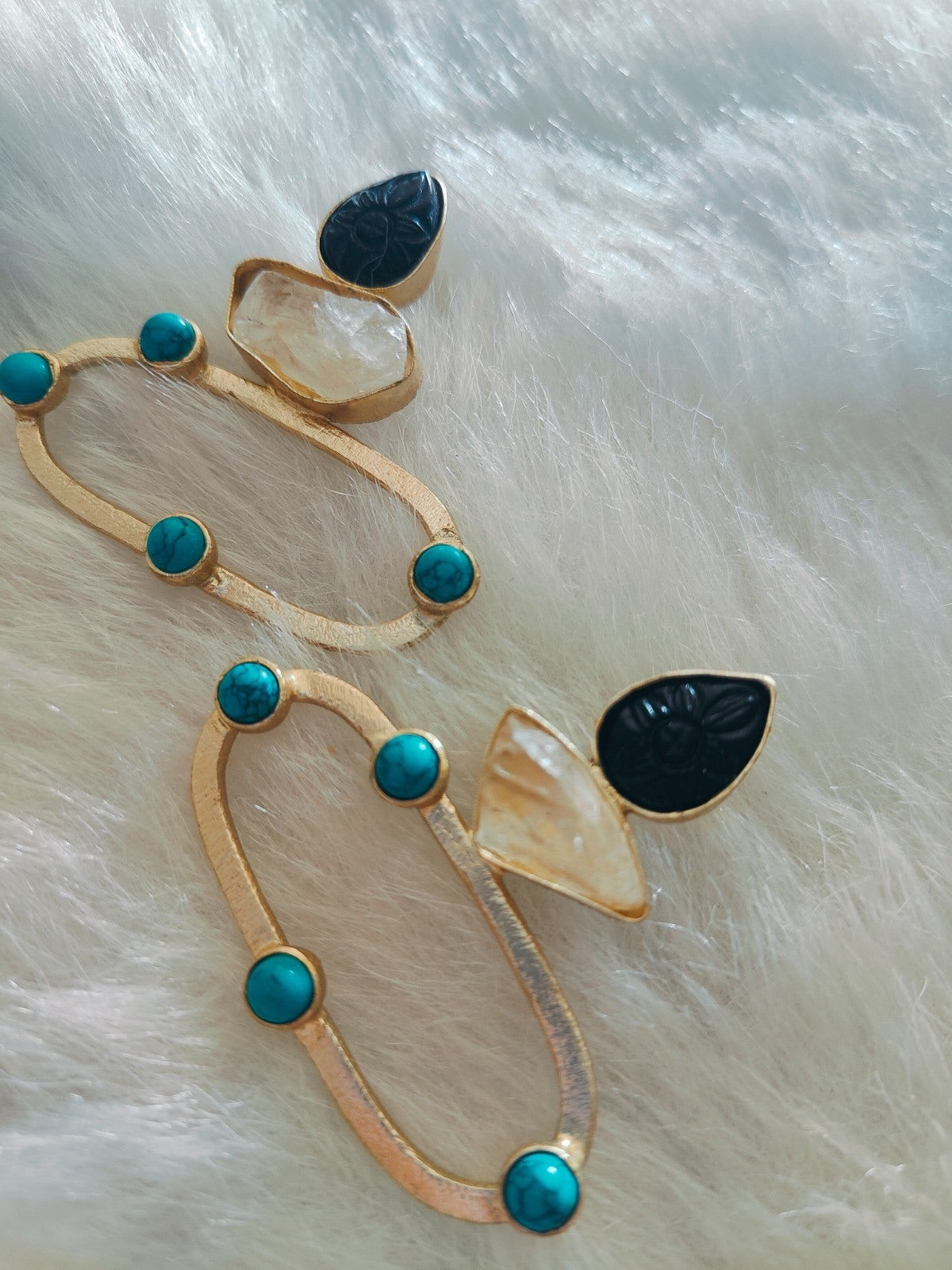 18 Kt Gold Plated druzy stone,Turquoise stone earring, A Semi Precious stone