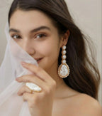 18 Kt Gold Plated Pearl earings Semi Precious stone