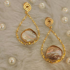 18 Kt Gold Plated Mother of pearl earring Semi Precious stone