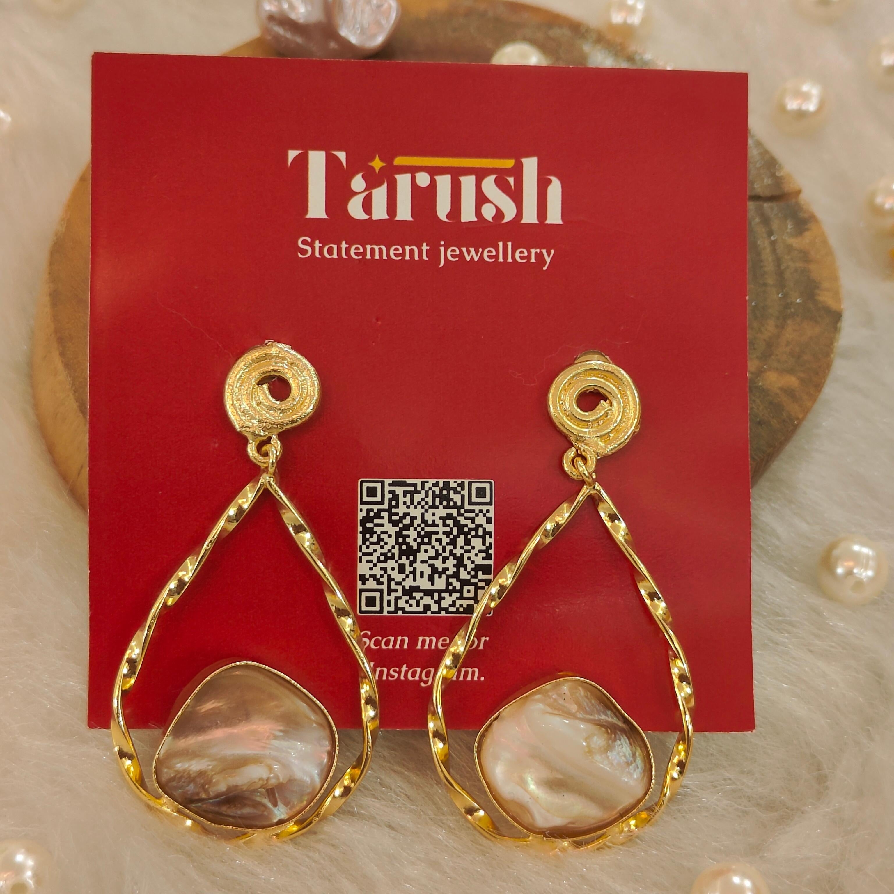 18 Kt Gold Plated Mother of pearl earring Semi Precious stone