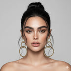 18 Kt Gold Plated three round dangler golden Semi Precious stone