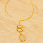 White stone drop with Mother of perl real stones, 18 Kt Gold Plated Pearl & White Stone Pendant Hasli Statement Necklace without earrings for Women