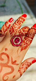 Glamorous Red Diamond Look (DIAMOND REPLICA) Ring | Stainless Steel Anti Tarnish Adjustable Ring