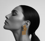 18 Kt Gold Plated, Light, Non-Allergic Brass Earring - Three layer earring - Perfect for your Everyday Look Semi Precious stone