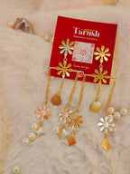 18 Kt Gold Plated flower tassdel dangler earring Semi Precious stone