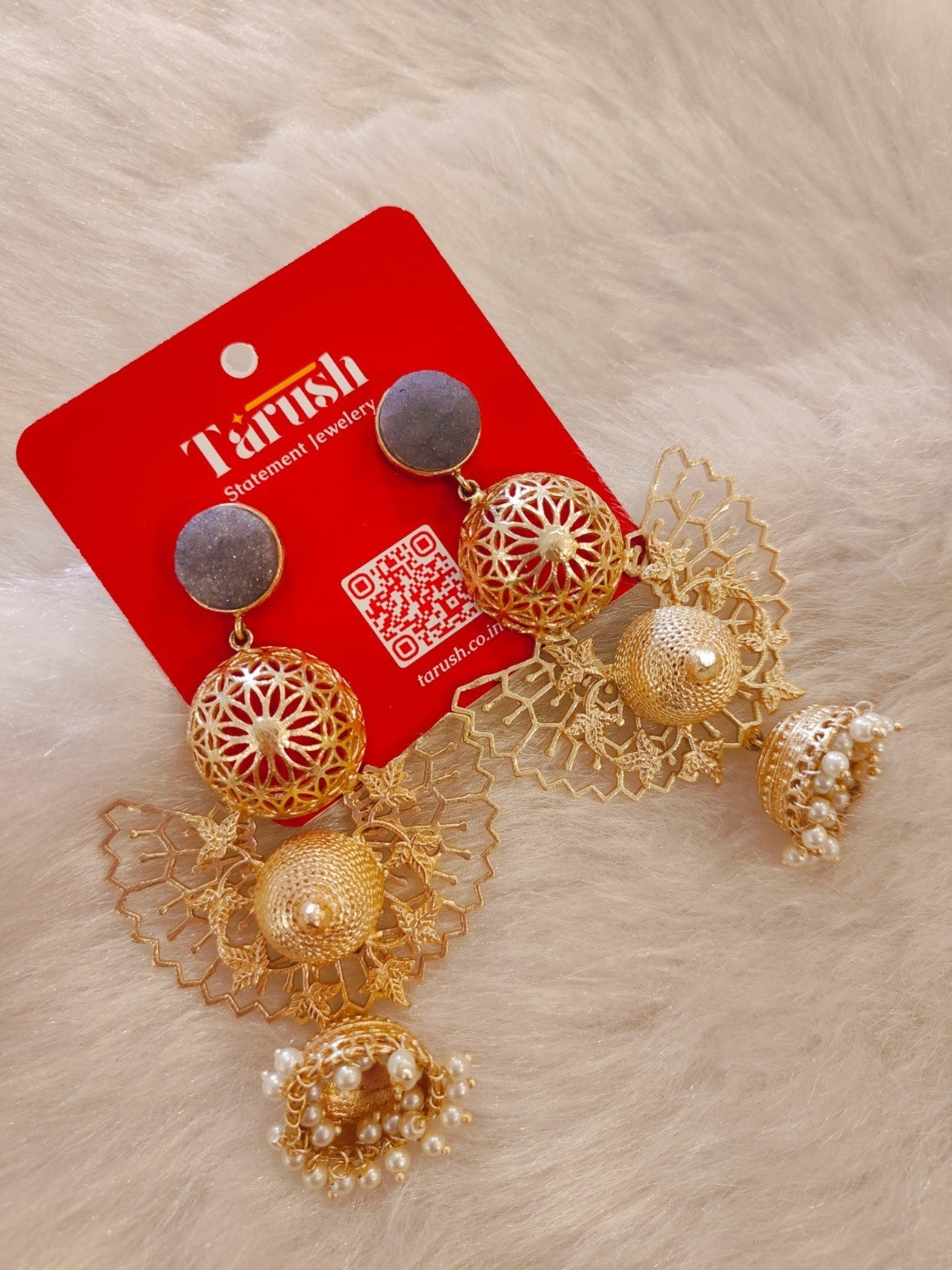 18 Kt Gold Plated, Brass, Blue Butterfly Jhumka Earring - Look Glamorous with These Blue Jhumkas Semi Precious stone