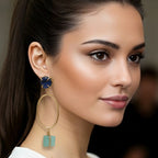 18 Kt Gold Plated Blue candy hanging earring Semi Precious stone
