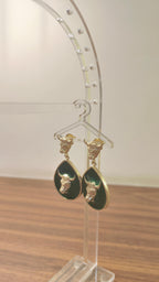 18 Kt Gold Plated Bull green earring Semi Precious stone