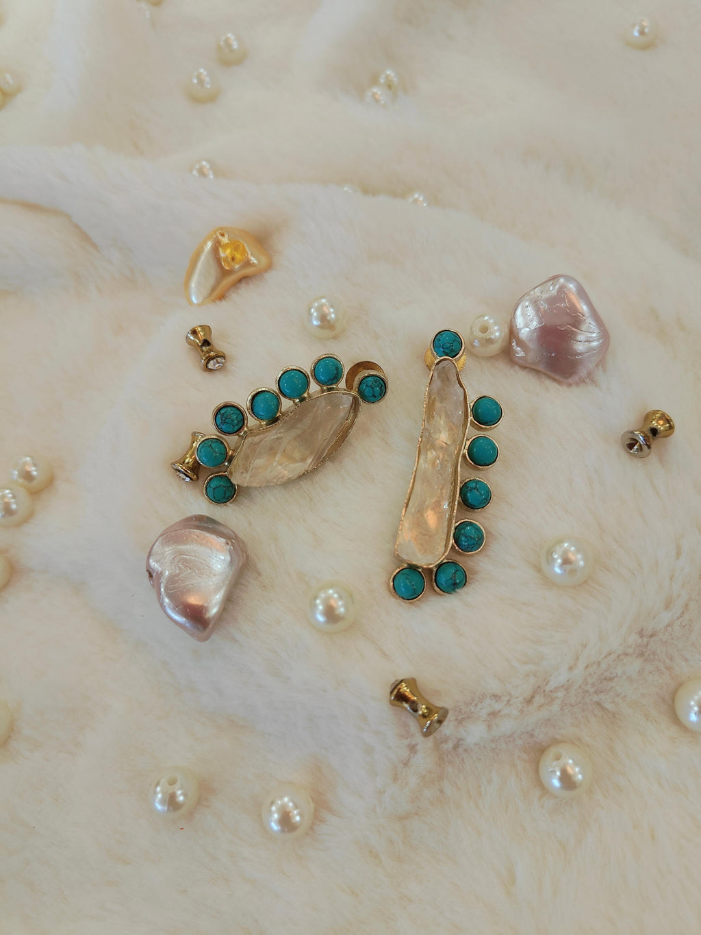 18 Kt Gold Plated Druzy Turquoise stone earring Semi Precious stone