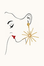 18 Kt Gold Plated Sun pearl and gold earrings Semi Precious stone