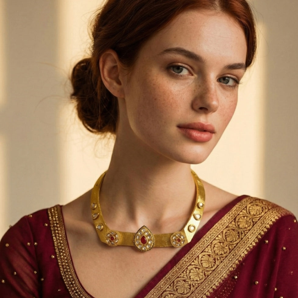 18 Kt Gold Plated Square hasli Semi Precious stone