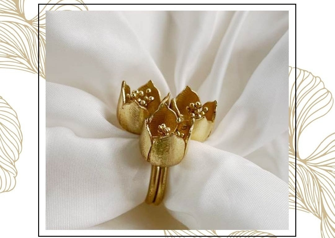 18 Kt Gold Plated flower ring Semi Precious stone