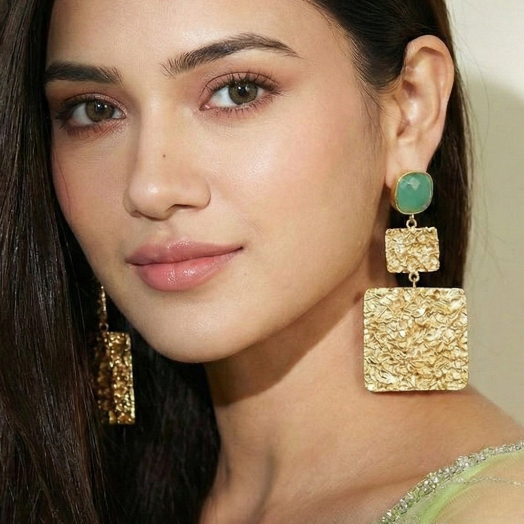 green stone square dangler