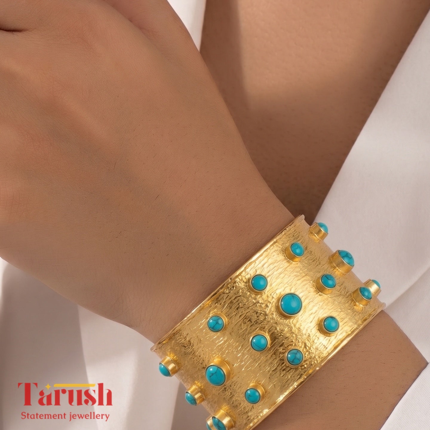 18 Kt Gold Plated Turquoise kada Semi Precious stone