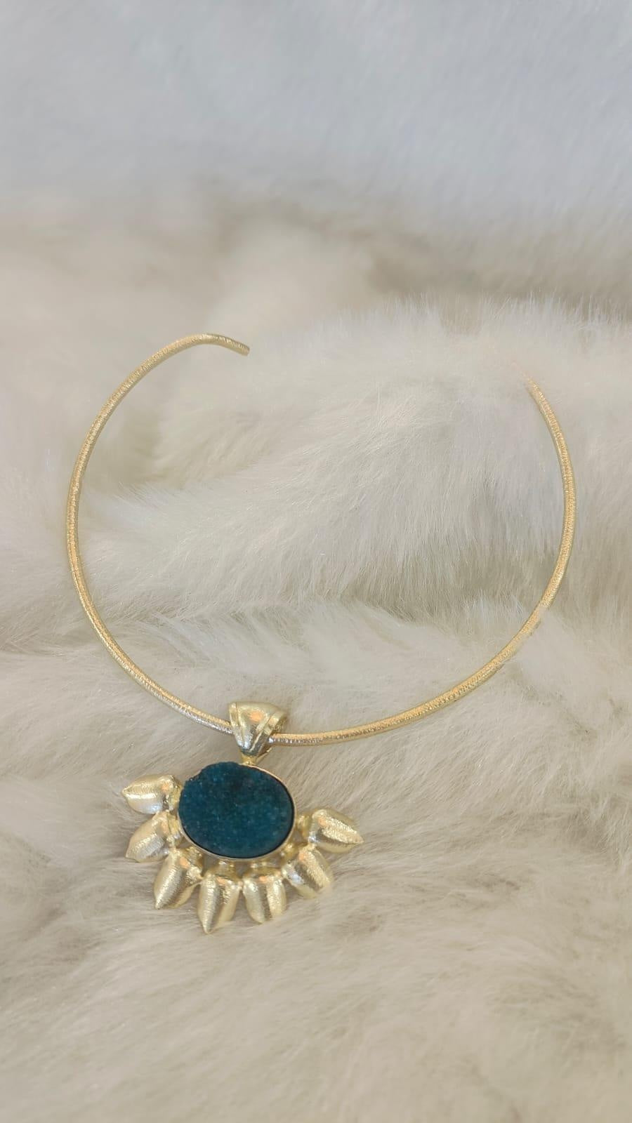 18 Kt Gold Plated Green Hasli only Necklace Semi Precious stone