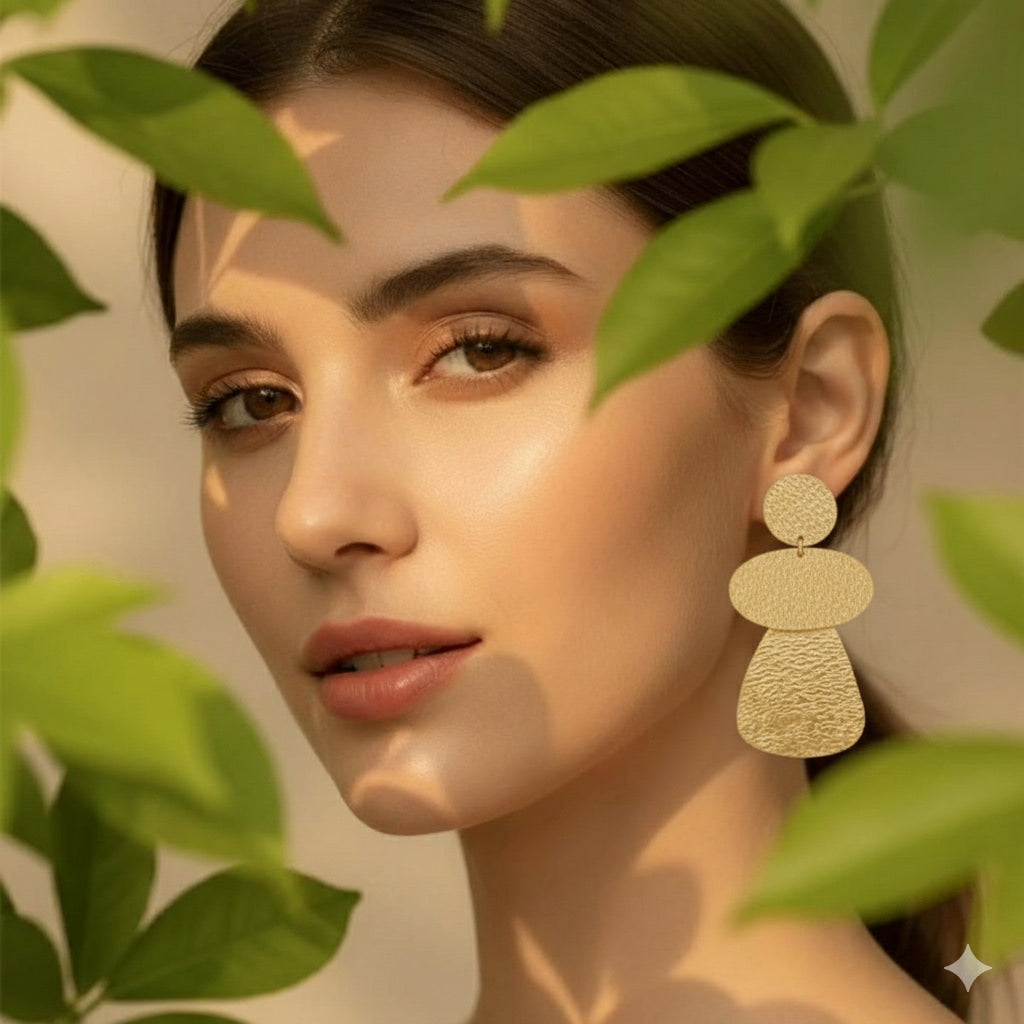 golden three layer earring