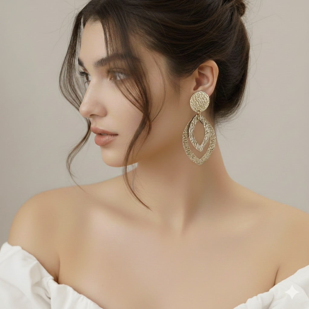 18 Kt Gold Plated Gold dangler earring - Perfect FOr Your Office Wea Semi Precious stone