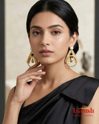 18 Kt Gold Plated Earrings - Statement Earring - Black and White - Shape in A Earring