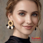 18 Kt Gold Plated - Black and White earring - Look Fabulous Everyday
