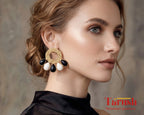 18 Kt Gold Plated - Black and White earring - Look Fabulous Everyday