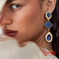 18 Kt Gold Plated Blue uncut dangler Semi Precious stone