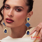 18 Kt Gold Plated Blue uncut dangler Semi Precious stone
