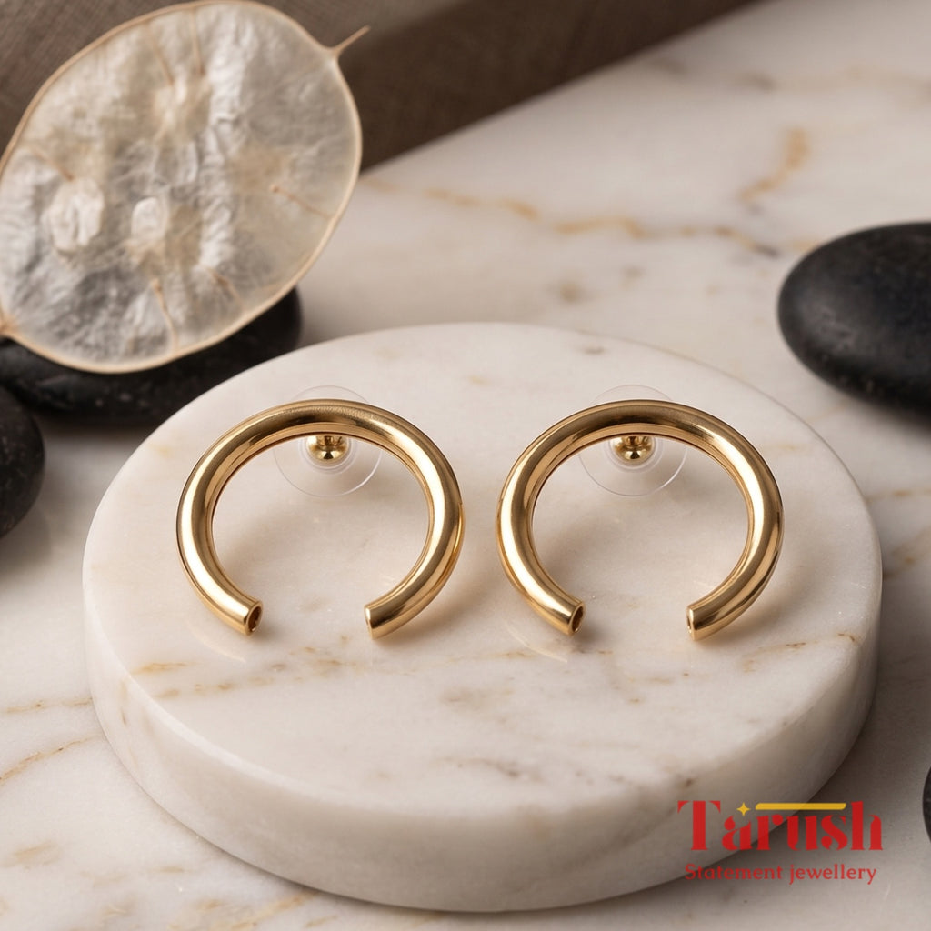 18 Kt Gold Plated bull earrings Semi Precious stone