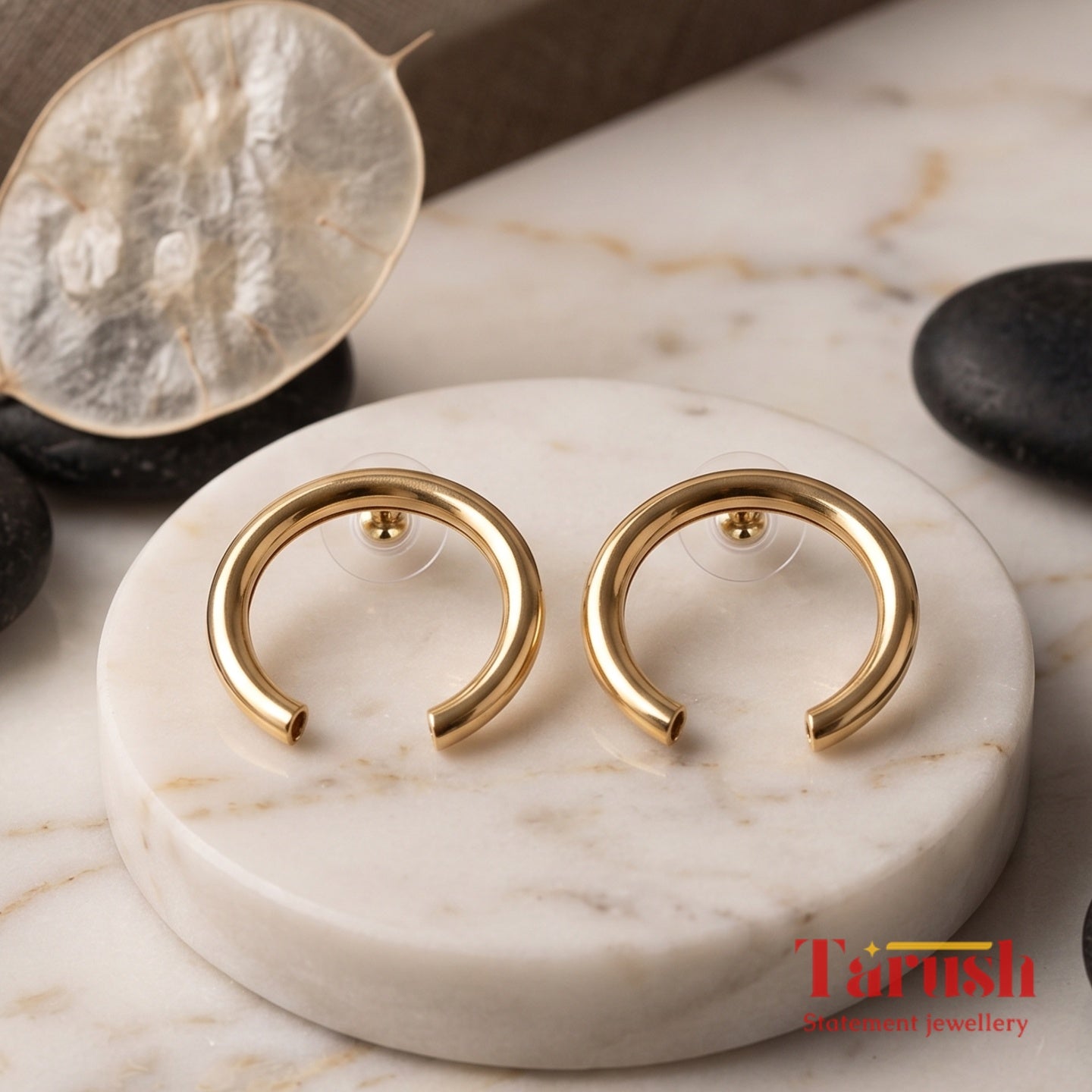 18 Kt Gold Plated bull earrings Semi Precious stone