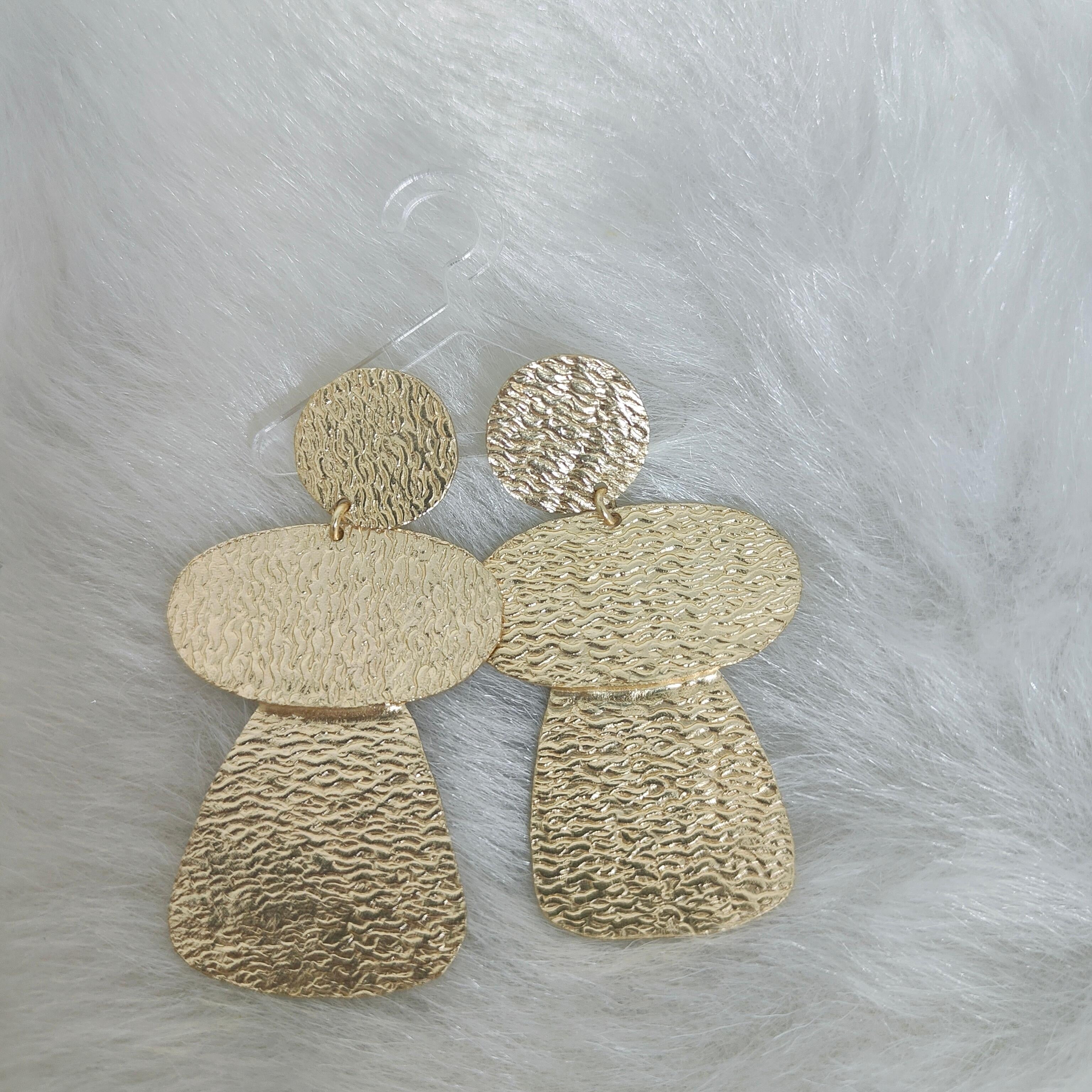 18 kt Gold Plated - Golden Three Layer Dangler Earrings - Slay In Your Parties