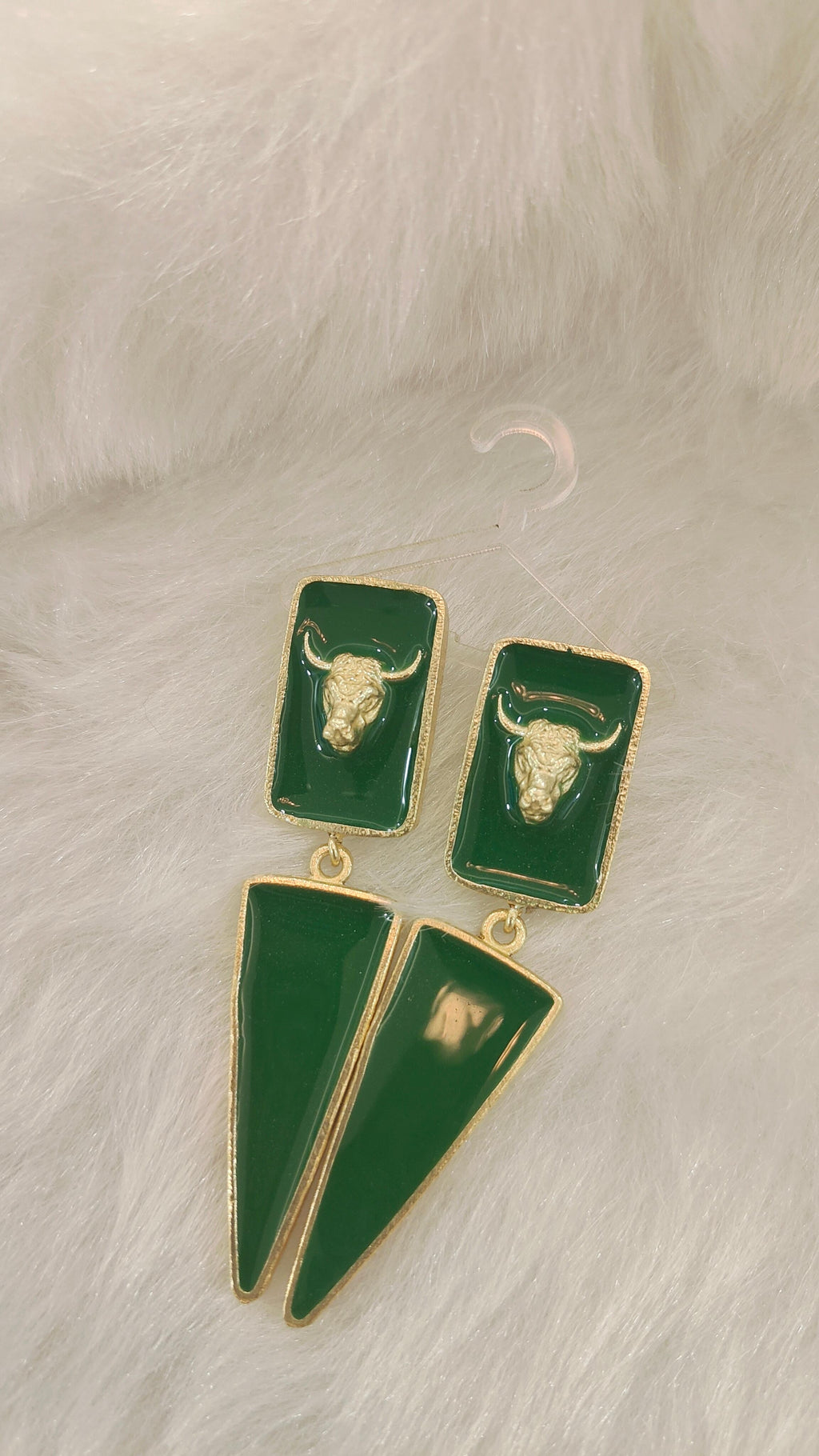 green bull earrings