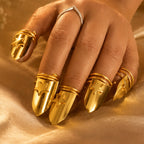 Nails Adjustable Ring made of Brass for that bold look - 10 pc in one set (for 2 hands) 18 Kt Gold Plated Star Shield Fingertip Ring Set for Women