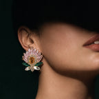 Crystal Floral Statement Earrings | Stainless Steel Anti Tarnish Earrings for Women