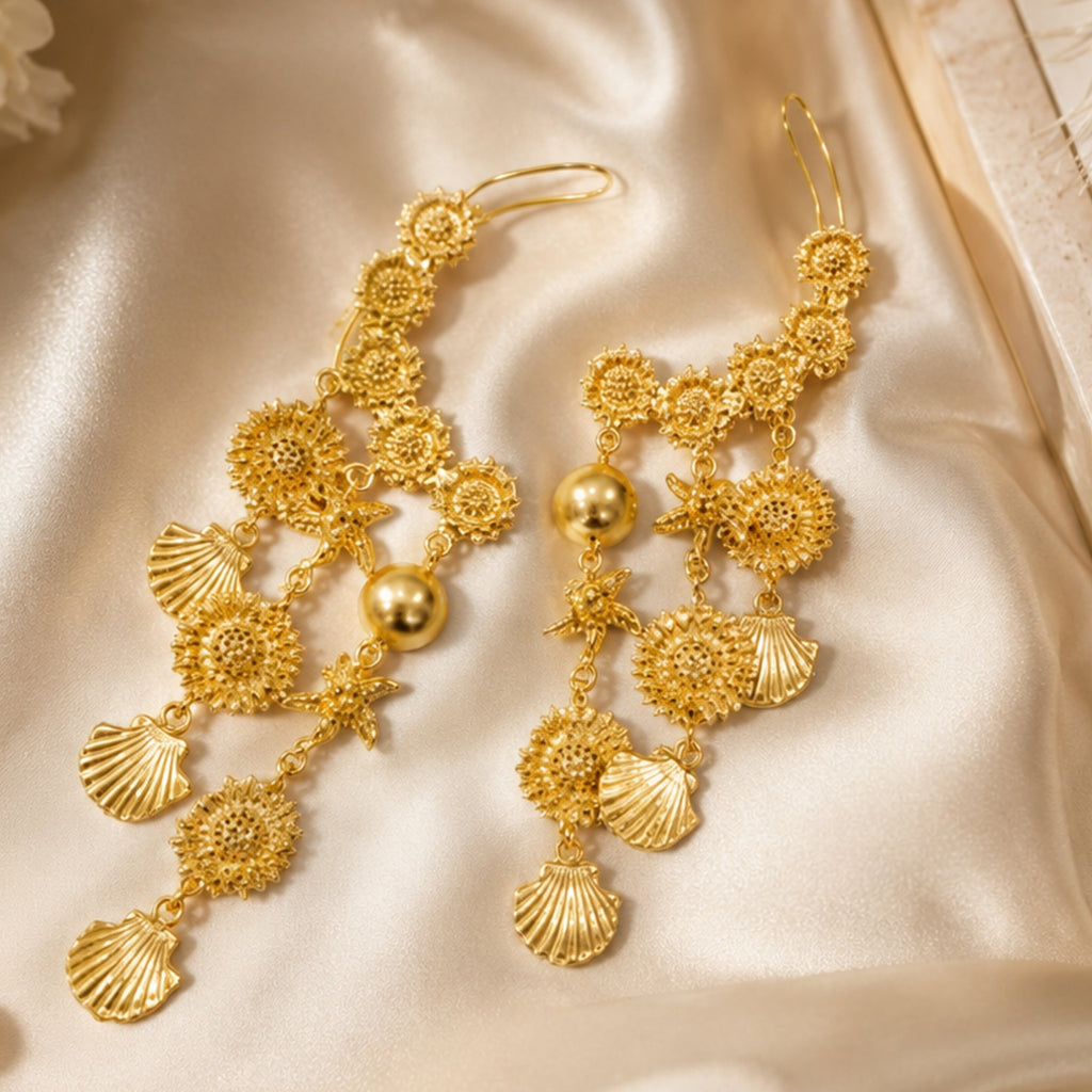 The Mashooka Earrings - 18 Kt Gold Plated Light weight - Dangling Ear Cuffs - Look Fabulous Everyday