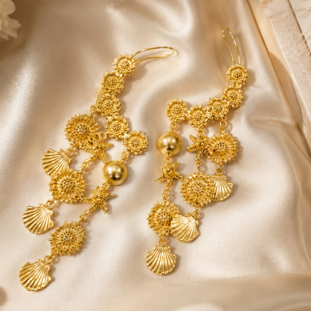 The Mashooka Earrings - 18 Kt Gold Plated Light weight - Dangling Ear Cuffs - Look Fabulous Everyday