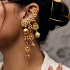 The Mashooka Earrings - 18 Kt Gold Plated Light weight - Dangling Ear Cuffs - Look Fabulous Everyday