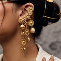 The Mashooka Earrings - 18 Kt Gold Plated Light weight - Dangling Ear Cuffs - Look Fabulous Everyday