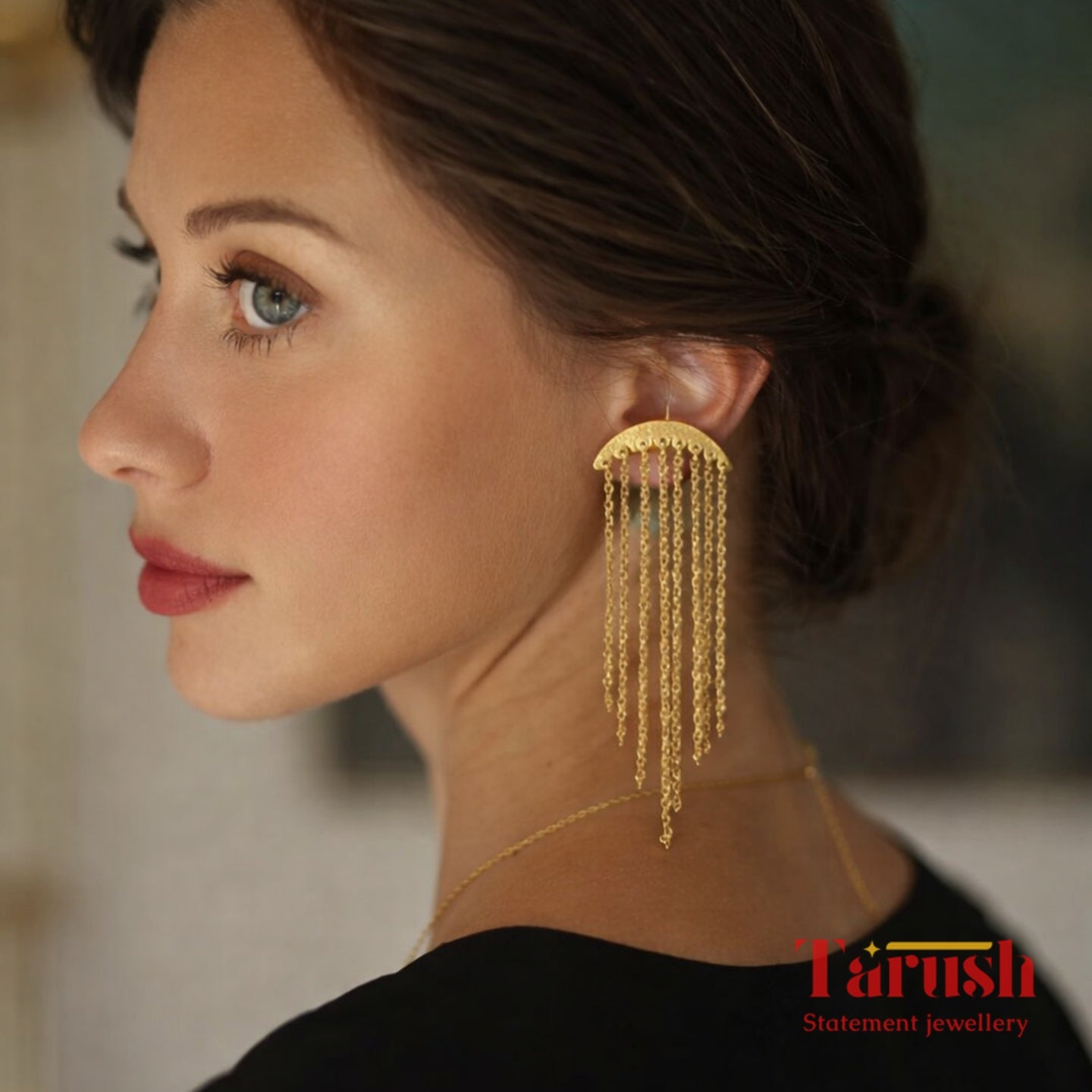 18 Kt Gold Plated Gold tassel chain earring - Look Elegant everyday