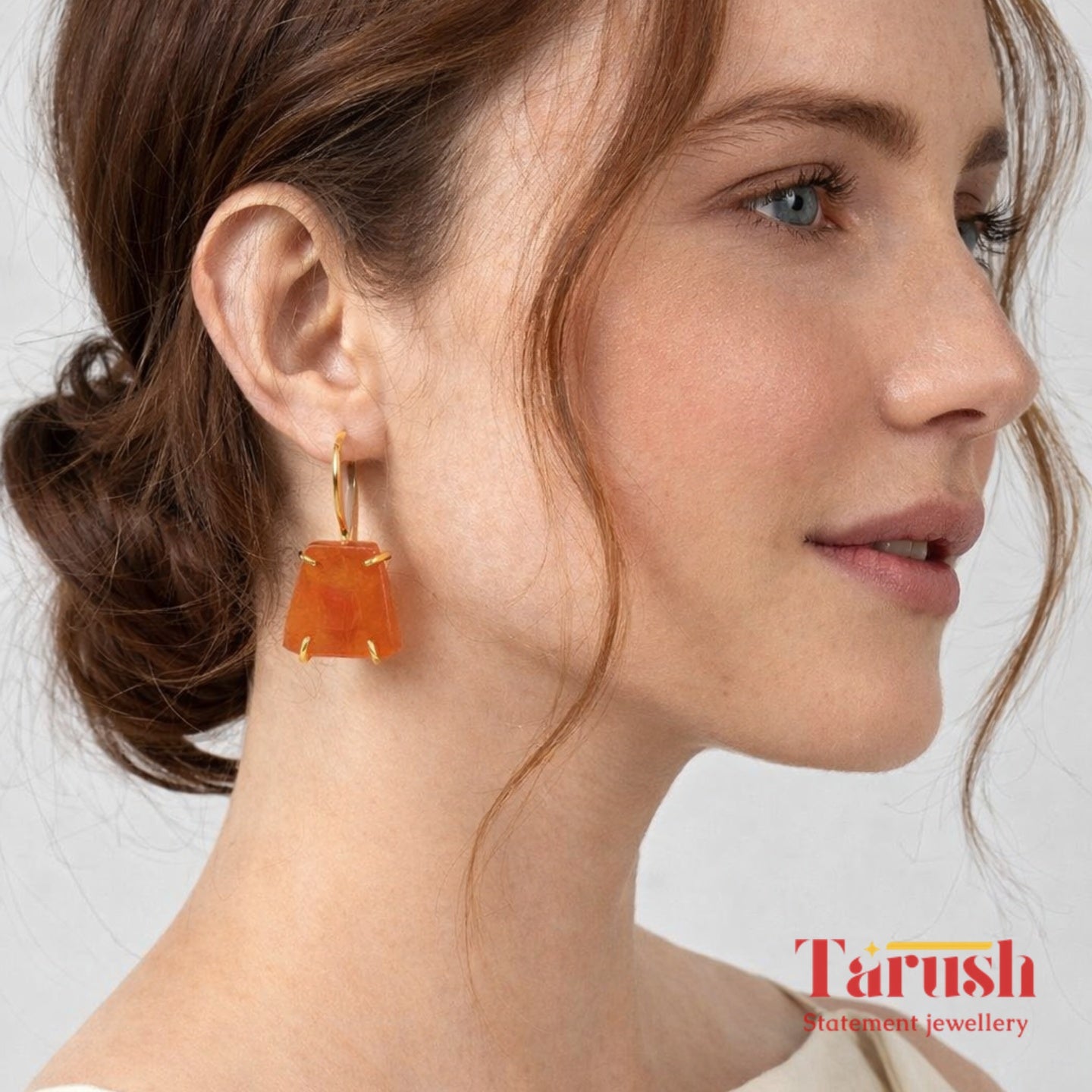 18 Kt Gold Plated Orange Stone earring Semi Precious stone