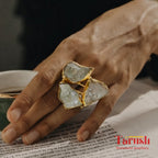 18 Kt Gold Plated Druzy stone earring Grey Semi Precious stone