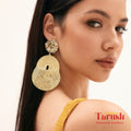 18 Kt Gold Plate Brass Dangling Earrings - Gold Bid Round earrings - Perfect For all Your Parties