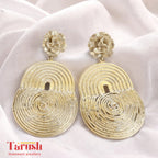 18 Kt Gold Plate Brass Dangling Earrings - Gold Bid Round earrings - Perfect For all Your Parties