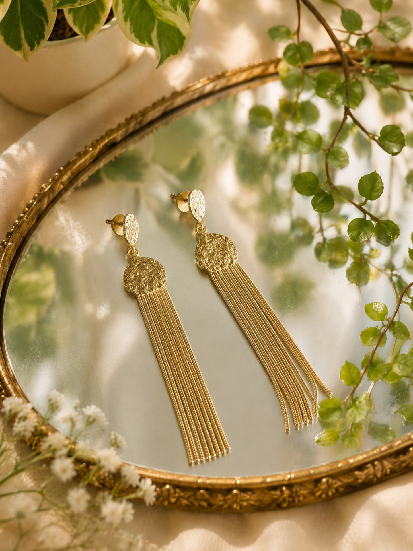 18 Kt Gold Plated Gold dangler earring