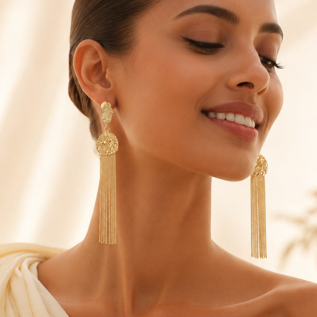 18 Kt Gold Plated Gold dangler earring