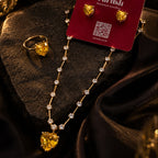 Yellow Diamond Look - Heart Jewelry Set | Stainless Steel Anti Tarnish Necklace, Earrings & Ring Set