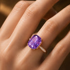 Purple Cushion Cut Diamond Look (AD) Ring | Stainless Steel Anti Tarnish Ring